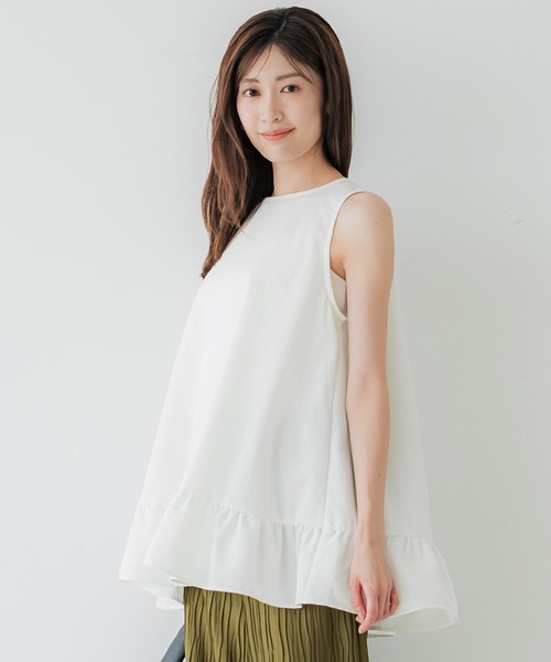 coca（coca）（コカ）の「裾切替フレアチュニック（チュニック・レディース・ホワイト/ブラック・L/M/S）」の2枚目の写真