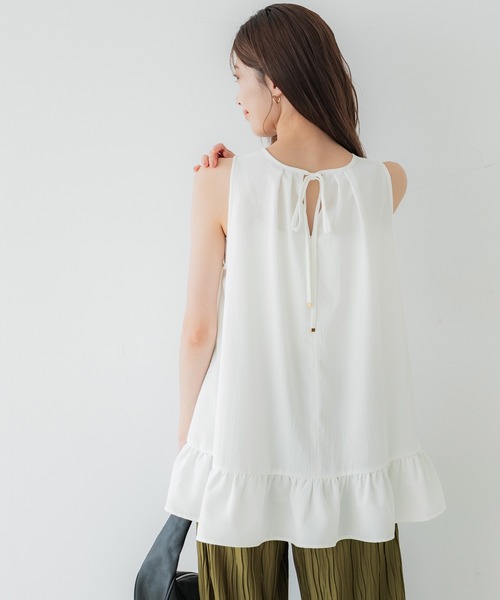 coca（coca）（コカ）の「裾切替フレアチュニック（チュニック・レディース・ホワイト/ブラック・L/M/S）」の4枚目の写真