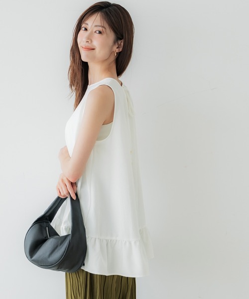 coca（coca）（コカ）の「裾切替フレアチュニック（チュニック・レディース・ホワイト/ブラック・L/M/S）」の7枚目の写真