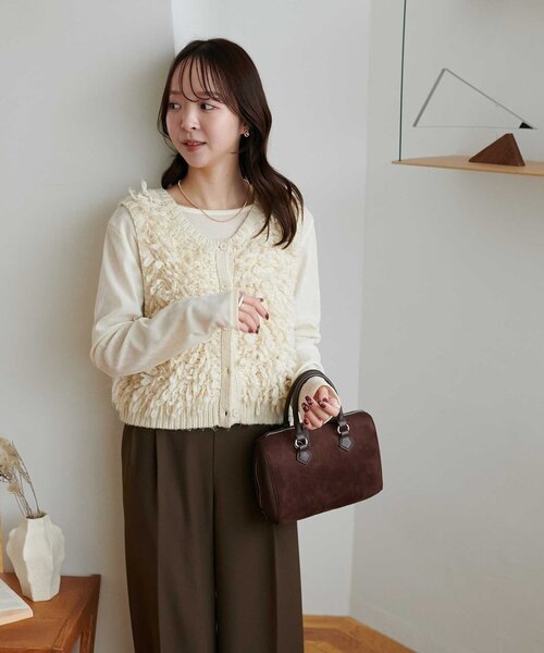 DISCOAT(ディスコート)の「ループヤーン前後2WAYベスト(ベスト・レディース・チャコールグレー/アイボリー/モスグリーン・FREE)」の6枚目の写真