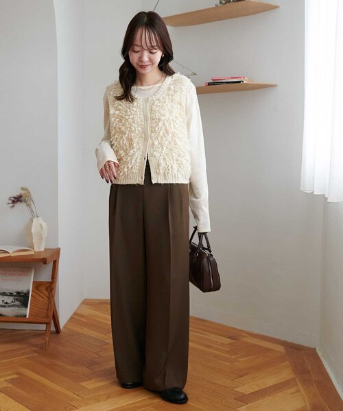 DISCOAT(ディスコート)の「ループヤーン前後2WAYベスト(ベスト・レディース・チャコールグレー/アイボリー/モスグリーン・FREE)」の8枚目の写真