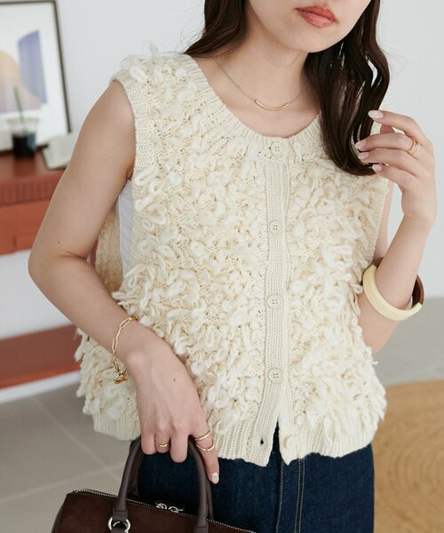 DISCOAT(ディスコート)の「ループヤーン前後2WAYベスト(ベスト・レディース・チャコールグレー/アイボリー/モスグリーン・FREE)」の9枚目の写真