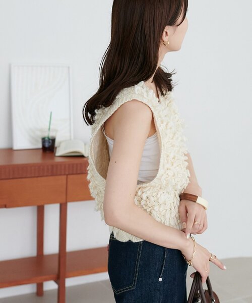 DISCOAT(ディスコート)の「ループヤーン前後2WAYベスト(ベスト・レディース・チャコールグレー/アイボリー/モスグリーン・FREE)」の14枚目の写真