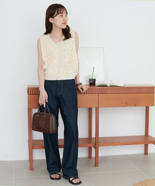 DISCOAT(ディスコート)の「ループヤーン前後2WAYベスト(ベスト・レディース・チャコールグレー/アイボリー/モスグリーン・FREE)」の15枚目の写真