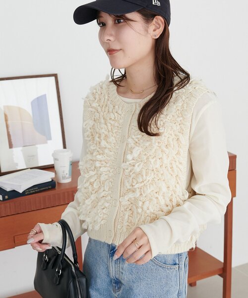 DISCOAT(ディスコート)の「ループヤーン前後2WAYベスト(ベスト・レディース・チャコールグレー/アイボリー/モスグリーン・FREE)」の20枚目の写真