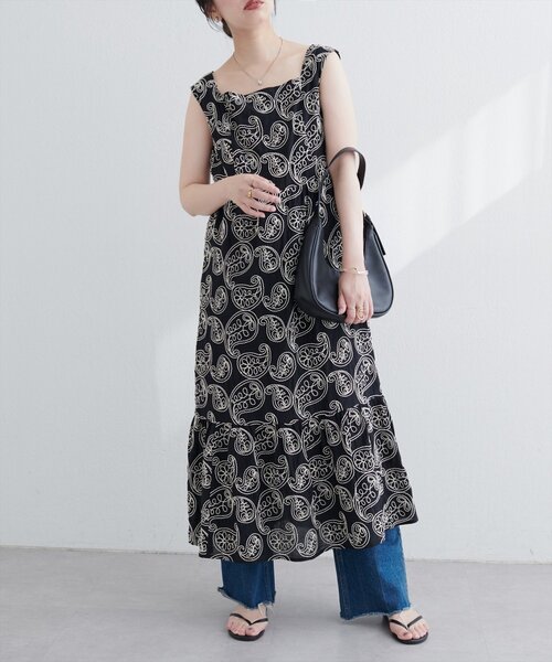 natural couture（ナチュラルクチュール）の「スパンコール刺繍ノースリワンピース（ワンピース・レディース・アイボリー/ブラック・FREE）」の11枚目の写真