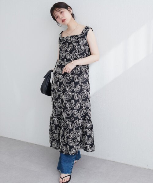 natural couture（ナチュラルクチュール）の「スパンコール刺繍ノースリワンピース（ワンピース・レディース・アイボリー/ブラック・FREE）」の12枚目の写真