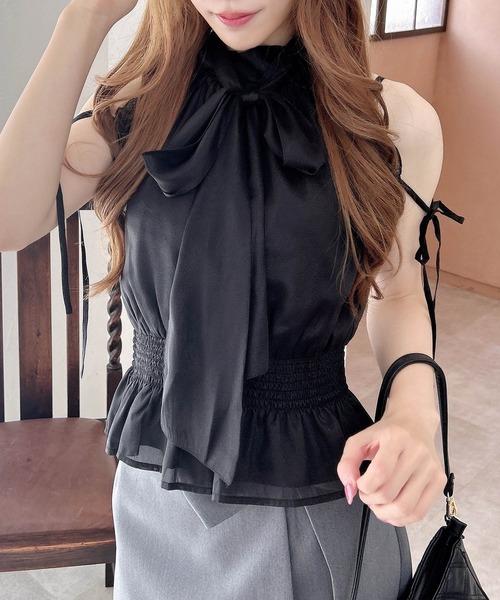 INGNI（イング）の「前後2Wayリボン／アメスリブラウス（シャツ/ブラウス・レディース・ブラック系/ホワイト系その他6/ブラック・M）」の6枚目の写真