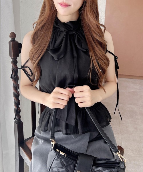 INGNI（イング）の「前後2Wayリボン／アメスリブラウス（シャツ/ブラウス・レディース・ブラック系/ホワイト系その他6/ブラック・M）」の7枚目の写真