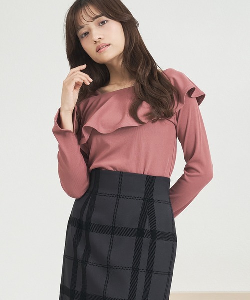 MISCH MASCH（ミッシュマッシュ）の「WEB限定 フリルカットソー（Tシャツ/カットソー・レディース・ブラック/ワイン/ピンク・ﾌﾘ-）」の3枚目の写真