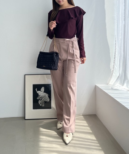 MISCH MASCH（ミッシュマッシュ）の「WEB限定 フリルカットソー（Tシャツ/カットソー・レディース・ブラック/ワイン/ピンク・ﾌﾘ-）」の9枚目の写真