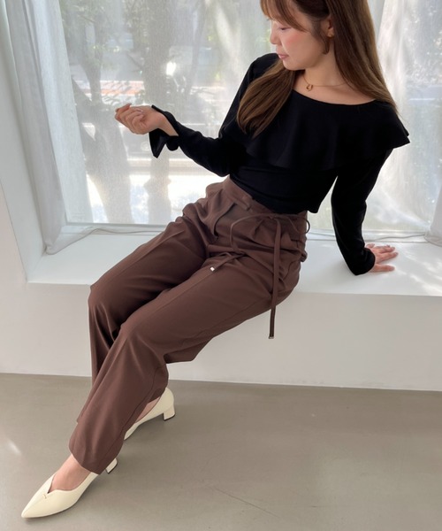 MISCH MASCH（ミッシュマッシュ）の「WEB限定 フリルカットソー（Tシャツ/カットソー・レディース・ブラック/ワイン/ピンク・ﾌﾘ-）」の8枚目の写真