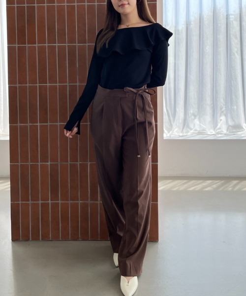 MISCH MASCH（ミッシュマッシュ）の「WEB限定 フリルカットソー（Tシャツ/カットソー・レディース・ブラック/ワイン/ピンク・ﾌﾘ-）」の10枚目の写真