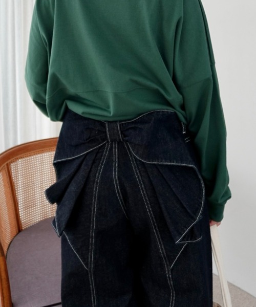 RODEO CROWNS ビッグ リボン デニムパンツ　ワイドパンツ ブラックM RODEO CROWNS WIDE BOWL | ビッグリボンデニムパンツ (ワイド