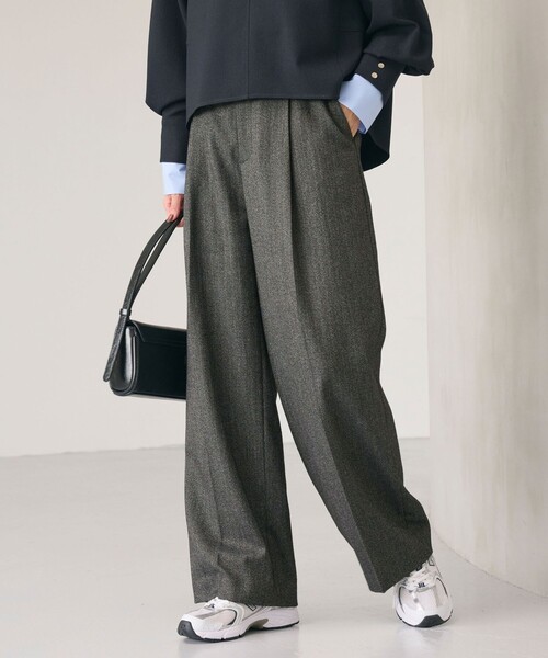 size SHORT/TALLあり］ホームスパン ストレート パンツ ストレッチ