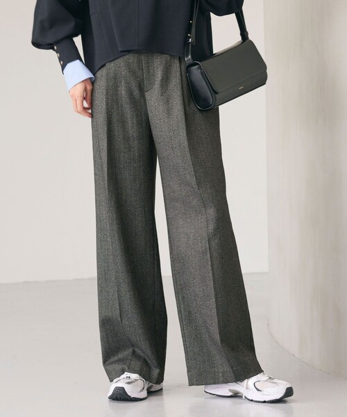 【新品未使用】B.T.S.J. ストレートパンツ S 黒/緑 size SHORT/TALLあり］ホームスパン ストレート パンツ ストレッチ