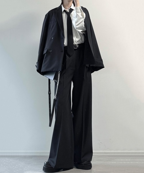 cussil（クシル）の「【cussil/クシル】ヘビードレープロングネクタイ（ネクタイ・メンズ・ブラック・L/M）」の4枚目の写真