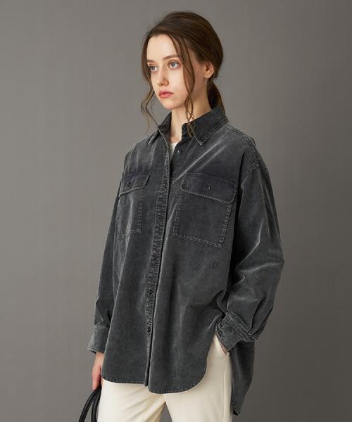DRESSTERIOR(ドレステリア)の「【洗える/抜け感】コーデュロイガーメントダイシャツ(シャツ/ブラウス・レディース・ダークグレー/ブラウン系・38/36/34)」の1枚目の写真