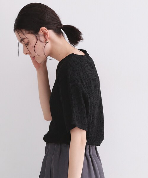 OPAQUE.CLIP(オペークドットクリップ)の「ふくれジャカードトップス【洗濯機洗い可】(Tシャツ/カットソー・レディース・ブラック/ベージュ/パープル/ホワイト・38/40)」の12枚目の写真