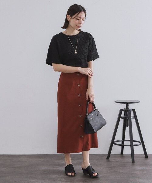 OPAQUE.CLIP(オペークドットクリップ)の「ふくれジャカードトップス【洗濯機洗い可】(Tシャツ/カットソー・レディース・ブラック/ベージュ/パープル/ホワイト・38/40)」の16枚目の写真