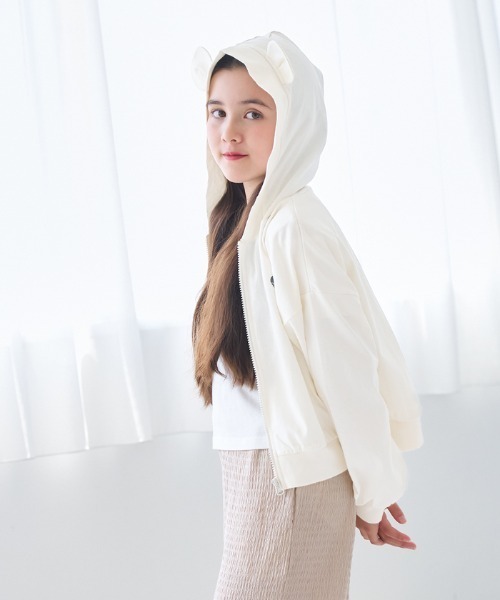 coca（coca）（コカ）の「キッズ　クマみみジップアップパーカー（パーカー・キッズ・ホワイト/ベージュ・150/140/130/120）」の9枚目の写真