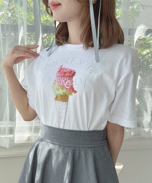 F i.n.t（フィント）の「ダブルジェラートプリントTシャツ/SweetsCollection（Tシャツ/カットソー・レディース・ホワイト・FREE）」の3枚目の写真