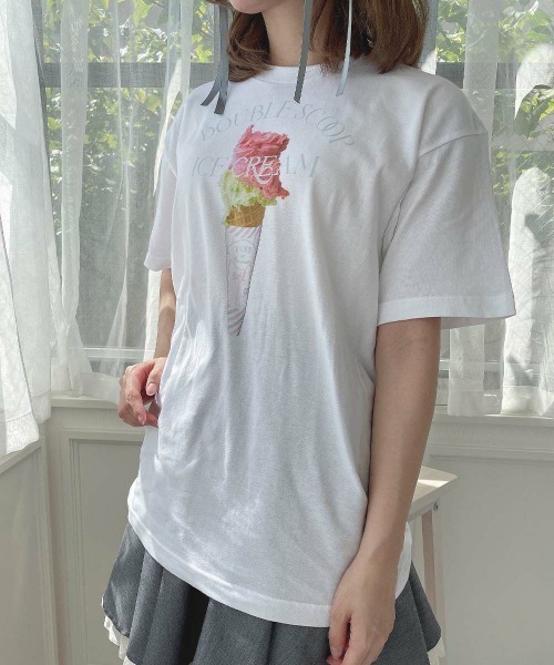 F i.n.t（フィント）の「ダブルジェラートプリントTシャツ/SweetsCollection（Tシャツ/カットソー・レディース・ホワイト・FREE）」の4枚目の写真