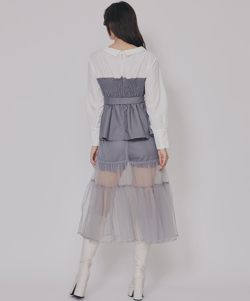 REDYAZEL(レディアゼル)の「シャツドッキングチュールワンピース&ショートパンツセットアップ(セットアップ・レディース・チャコールグレー/ブラウン/ブラック・FREE)」の21枚目の写真