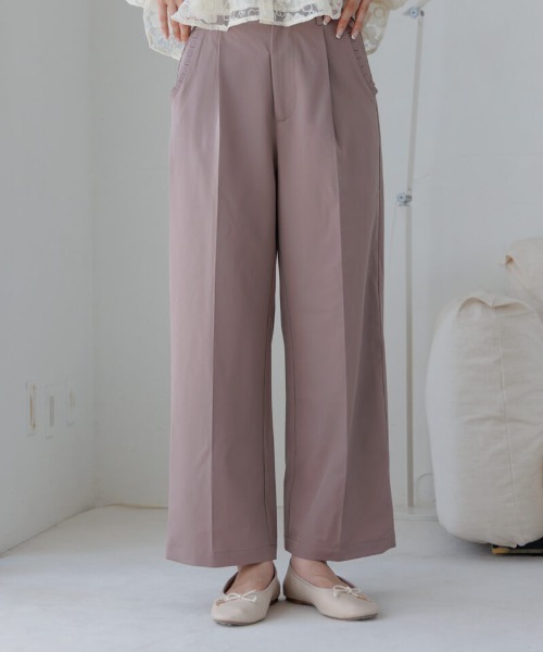 flower（フラワー）の「スモーキータックパンツ2（その他パンツ・レディース・ピンク/アイボリー・FREE）」の2枚目の写真