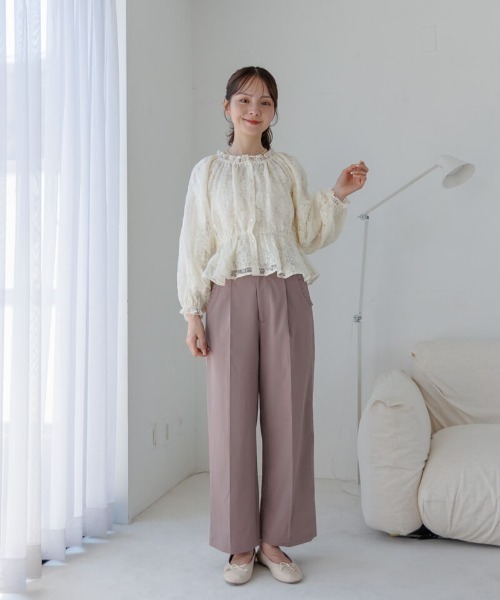 flower（フラワー）の「スモーキータックパンツ2（その他パンツ・レディース・ピンク/アイボリー・FREE）」の5枚目の写真