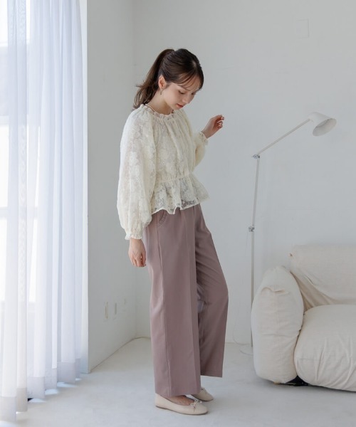 flower（フラワー）の「スモーキータックパンツ2（その他パンツ・レディース・ピンク/アイボリー・FREE）」の6枚目の写真