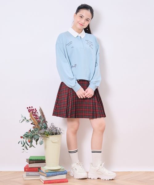 pom ponette junior(ポンポネットジュニア)の「ボタンプリーツスカパン(スカート・キッズ・レッド/ベージュ/グレー・S:140cm/L:160cm/M:150cm/LL(165cm))」の17枚目の写真