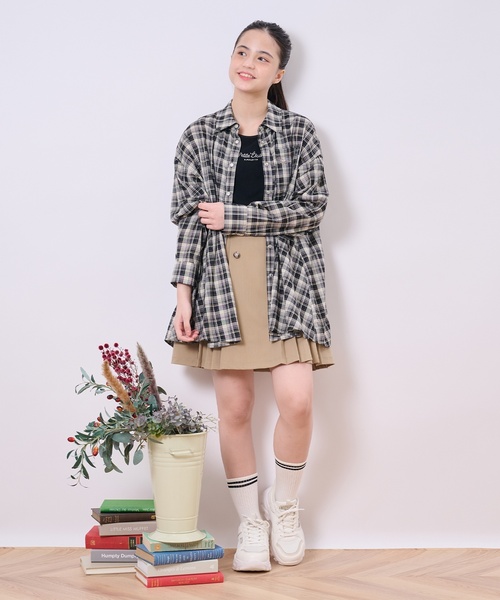 pom ponette junior(ポンポネットジュニア)の「ボタンプリーツスカパン(スカート・キッズ・レッド/ベージュ/グレー・S:140cm/L:160cm/M:150cm/LL(165cm))」の18枚目の写真