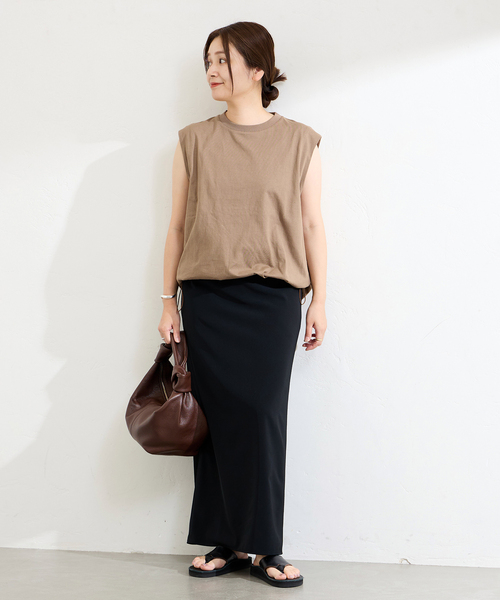 JOURNAL STANDARD(ジャーナルスタンダード)の「《追加2》シャーリングノースリーブTシャツ(Tシャツ/カットソー・レディース・ブラウン系その他/ブラック/ホワイト・FREE)」の14枚目の写真
