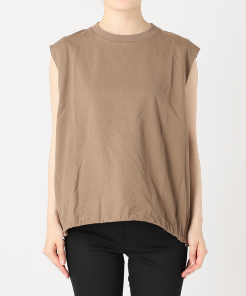 JOURNAL STANDARD(ジャーナルスタンダード)の「《追加2》シャーリングノースリーブTシャツ(Tシャツ/カットソー・レディース・ブラウン系その他/ブラック/ホワイト・FREE)」の4枚目の写真