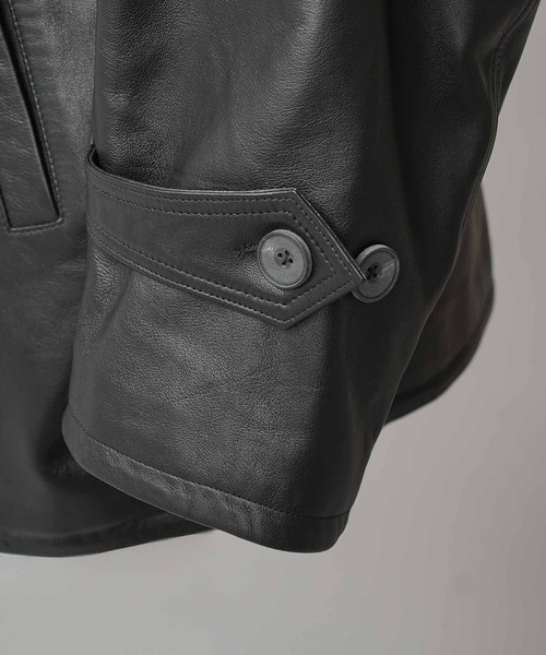 シープレザーの黒コート 417 EDIFICE（フォーワンセブンエディフィス）の「SHEEP LEATHER
