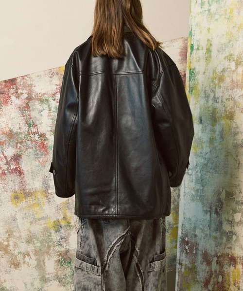 UNISEX》Sheep Leather Car Coat/シープレザーカーコート