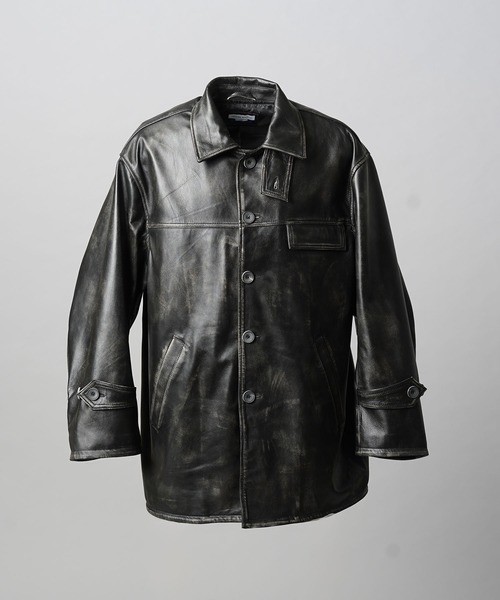 本革（牛革）ブラックレザー カーコート ジャケット XL カーコート　XL 90s 美品 GAP オールド ギャップ Tバック レザー コート 黒 XL