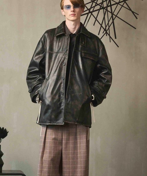 UNISEX》Sheep Leather Car Coat/シープレザーカーコート