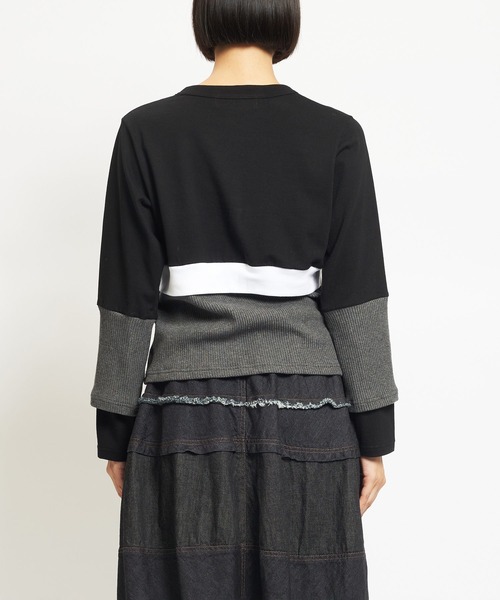 gomme（ゴム）の「コンビネーション　レイヤースリーブカーディガン（カーディガン/ボレロ・レディース・チャコール/ブラック/ネイビー・MEDIUM）」の11枚目の写真