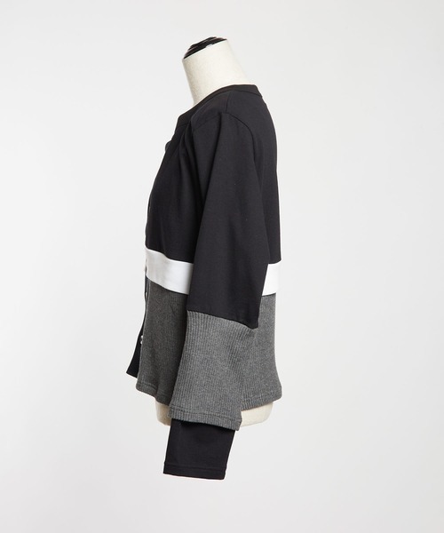 gomme（ゴム）の「コンビネーション　レイヤースリーブカーディガン（カーディガン/ボレロ・レディース・チャコール/ブラック/ネイビー・MEDIUM）」の15枚目の写真