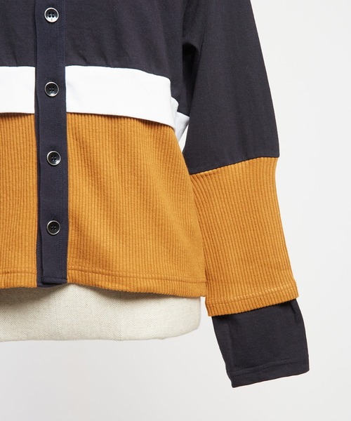 gomme（ゴム）の「コンビネーション　レイヤースリーブカーディガン（カーディガン/ボレロ・レディース・チャコール/ブラック/ネイビー・MEDIUM）」の20枚目の写真