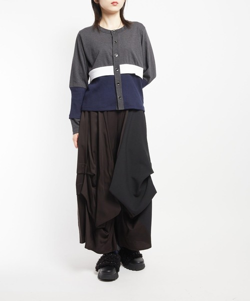 gomme（ゴム）の「コンビネーション　レイヤースリーブカーディガン（カーディガン/ボレロ・レディース・チャコール/ブラック/ネイビー・MEDIUM）」の6枚目の写真