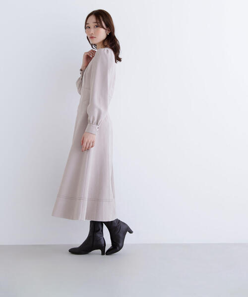 NATURAL BEAUTY BASIC(ナチュラルビューティーベーシック)の「◇バイカラーステッチワンピース(ワンピース・レディース・ベージュ系その他/ブルー系その他・SMALL/MEDIUM)」の8枚目の写真