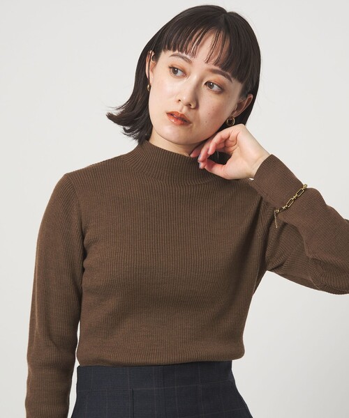 新品同様★グリーンレーベルリラクシング2025AWウールリブボトルネックニット 美品 2025AW グリーンレーベルリラクシング ウールリブボトルネック