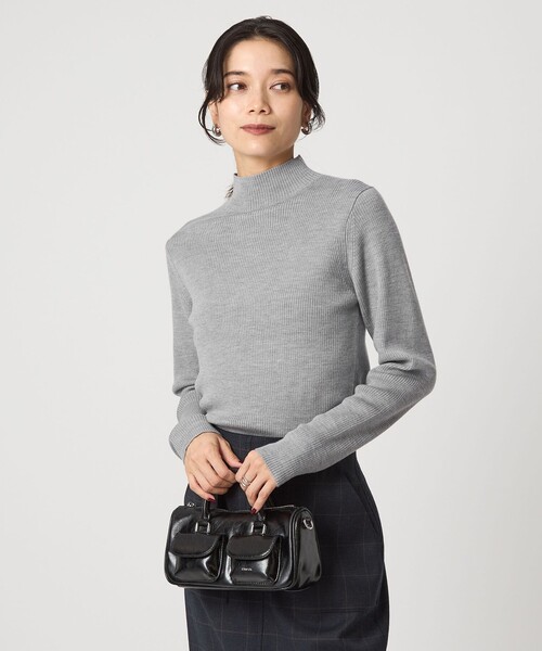 セール】ウール リブ ボトルネック ニット プルオーバー