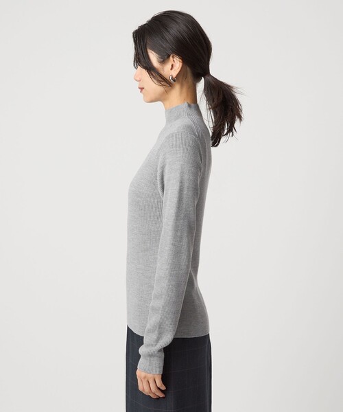 セール】ウール リブ ボトルネック ニット プルオーバー