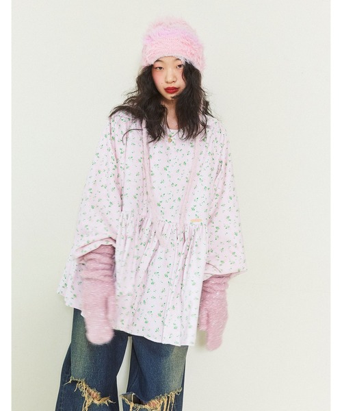 Little sunny bite（リトルサニーバイト）の「floral mini dress（Tシャツ/カットソー・レディース・ホワイト/ブラック/ピンク・SMALL/MEDIUM）」の3枚目の写真