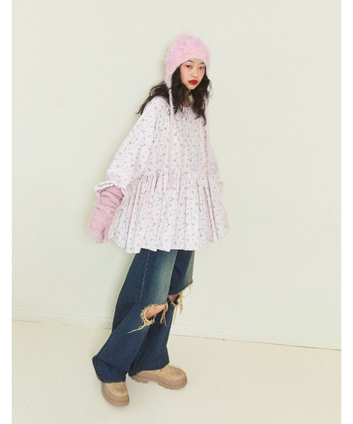 Little sunny bite（リトルサニーバイト）の「floral mini dress（Tシャツ/カットソー・レディース・ホワイト/ブラック/ピンク・SMALL/MEDIUM）」の18枚目の写真