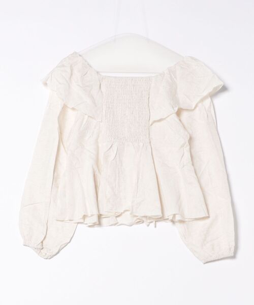 Lace Ladies(レースレディース)の「ボリューム ラッフルカラー ペプラム 長袖 ブラウス(シャツ/ブラウス・レディース・アイボリー/ピンクベージュ・FREE)」の3枚目の写真